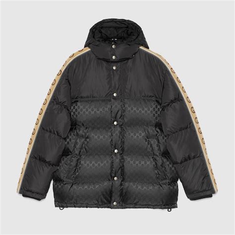 gucci black down gg jacquard coat|Black GG Nylon Jacquard Padded Coat .